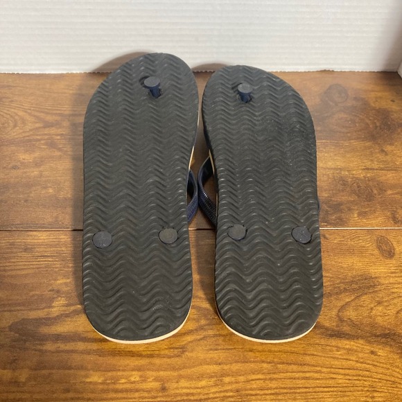 Eve Womens Flip Flop Sandals Navy Blue Wood Grain Striped Thong Beach Shoes 9/10 - Picture 8 of 8